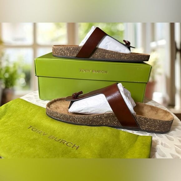 Tory Burch Womens Mellow Leather Flatform Slip On Sandals Shoes NWT - Picture 9 of 15